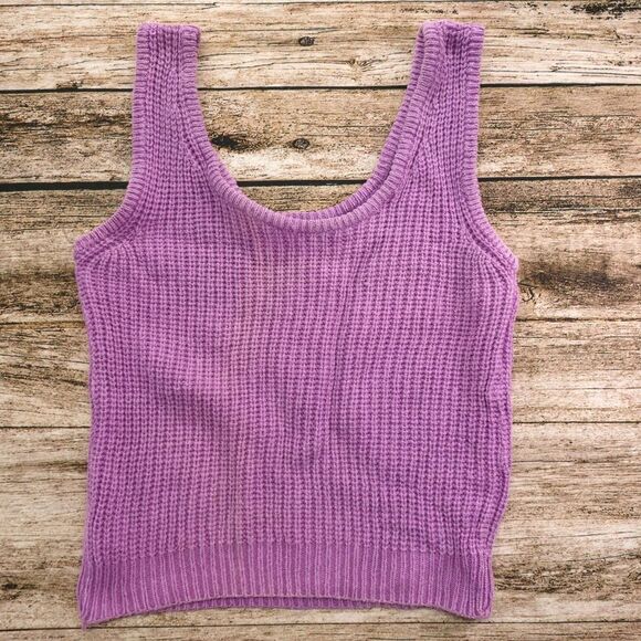 Gerard Works Women's Size Small Cable Knit Purple Tank Top Shirt #1386 - Picture 1 of 7